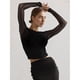 thumbnail image 4 of Blusas de Fiesta para Mujer, Modernas, con Escote en V, Larga, de Transparente y Fruncida. Negro S, 4 of 7