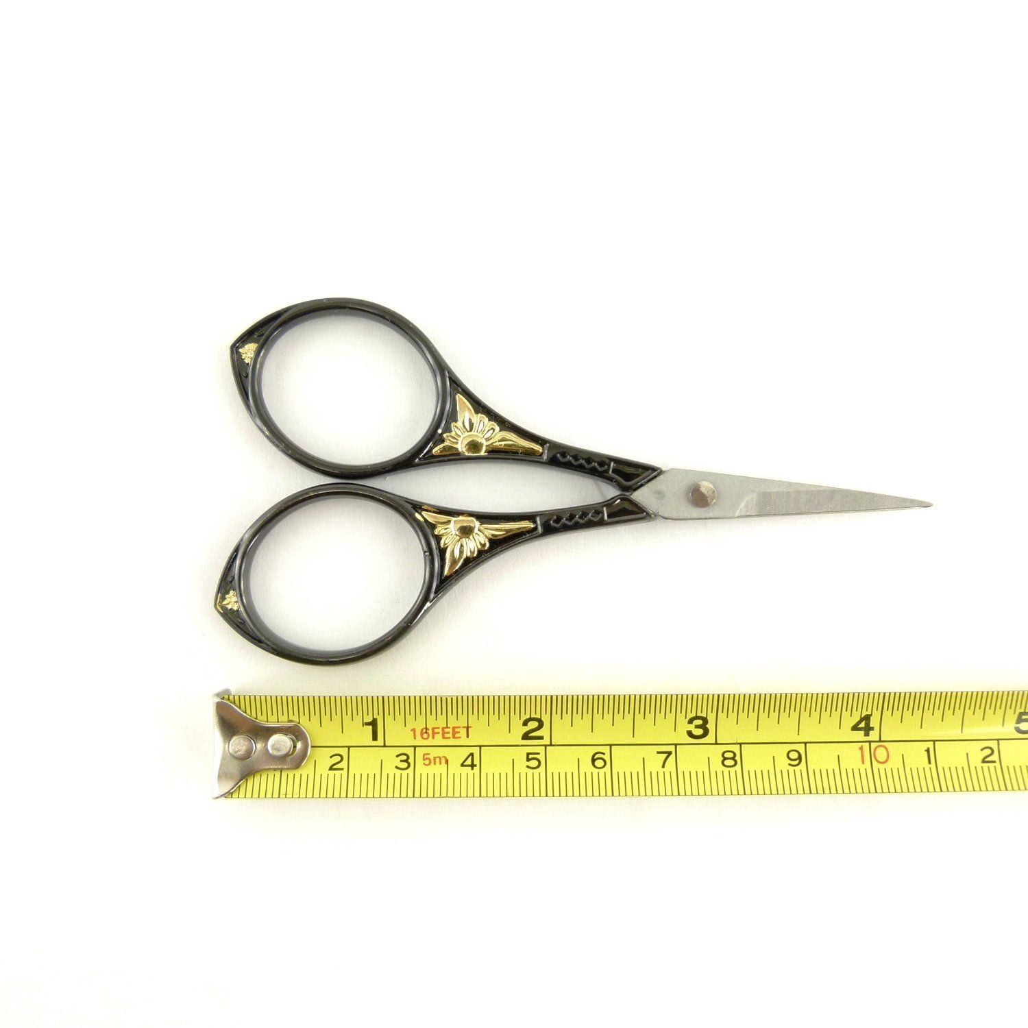 JubileeYarn Heirloom Craft Embroidery Scissors w/ Decorative Cast Handles Sun Motif - Black