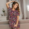 thumbnail image 3 of Naloa Apricot color Skull flower Print Women Nightgowns,Womens Loungewear,Short Sleeve Sleepwear,Comfy Ladies Nightdress, 3 of 6