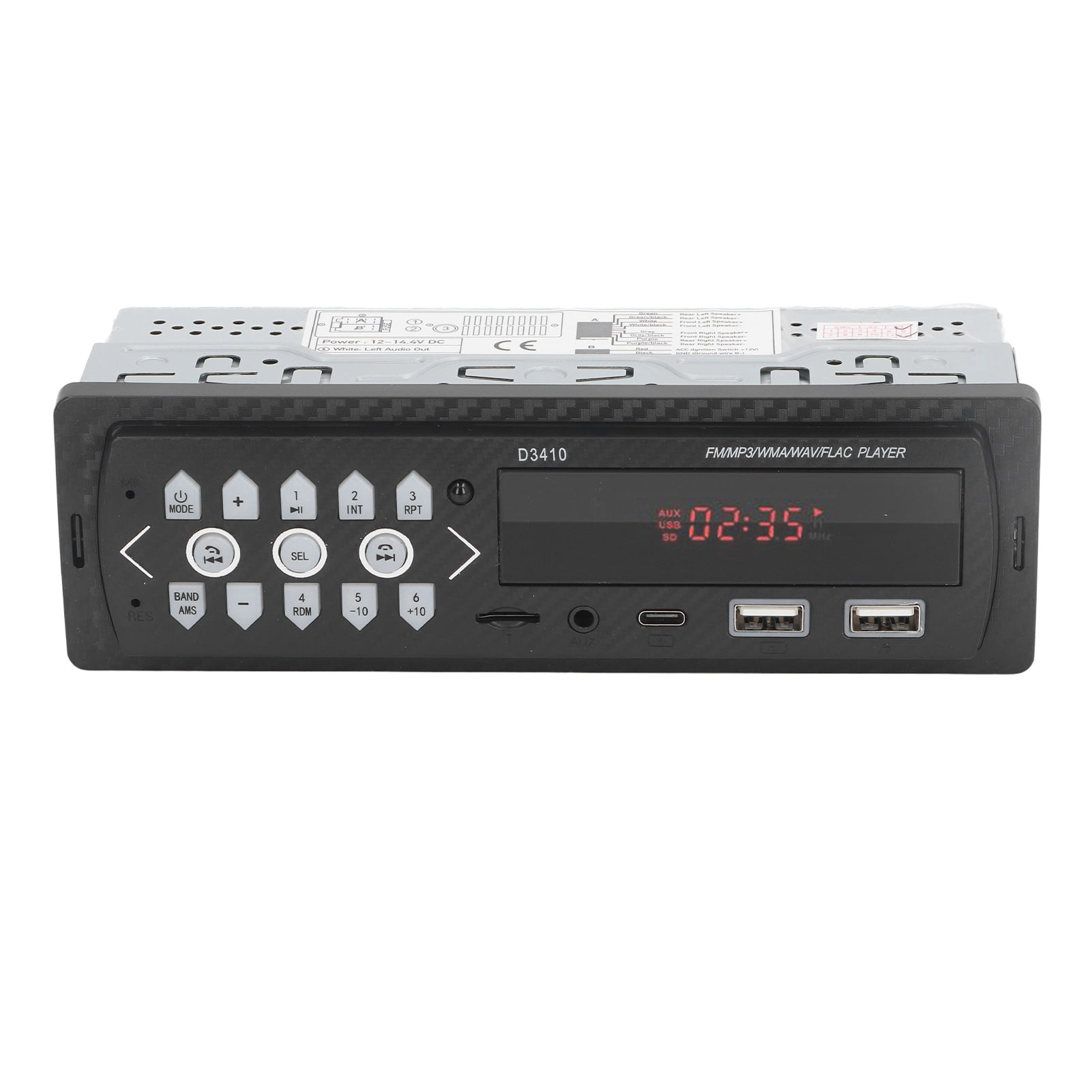M Buder Single DIN Car Stereo MP3 Radio Player with Bluetooth 5.0, Hands-Free Calling, Dual USB Ports, Type-C Charging, AUX Input, TF Card Support, and 45Wx4 High-Power Amplifier (7.40 x 2.28 in)