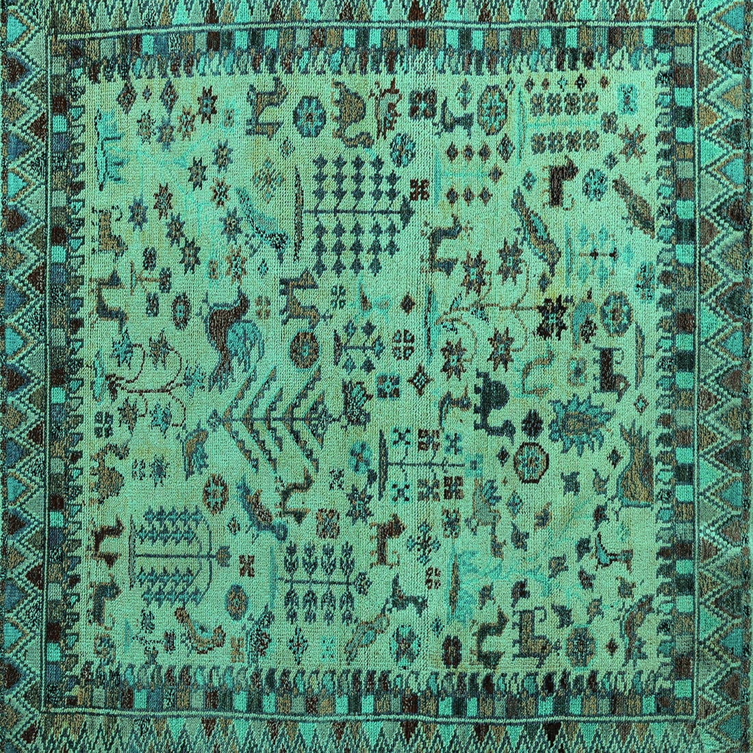 Ahgly Company Indoor Square Abstract Turquoise Blue Modern Area Rugs, 5 ...
