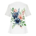thumbnail image 5 of Patlollav Womens Tops Short Sleeve Floral Print Lace Mesh Splicing Pullover V-Neck Blouse, 5 of 6