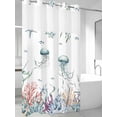 thumbnail image 4 of Coastal Jellyfish No Hook Shower Curtain Waterproof,Bathroom Curtains with Snap in Liners and See Through Top Window,Ocean Nautical Starfish Coral Seaweed Hotel Bathtub Curtains Shower 54"Wx78"L, 4 of 8