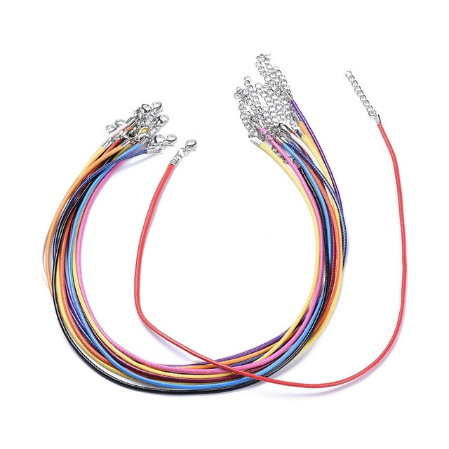 Imitation Leather Necklace Cords with Platinum Color Zinc Alloy Lobster Clasps and Iron Chains Mixed Color 18 inch
