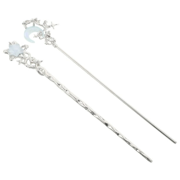 2 horquillas chinas para el pelo: horquillas con forma de luna y estrella, accesorios modernos para el pelo para mujer, recogidos fáciles para bodas y fiestas.
