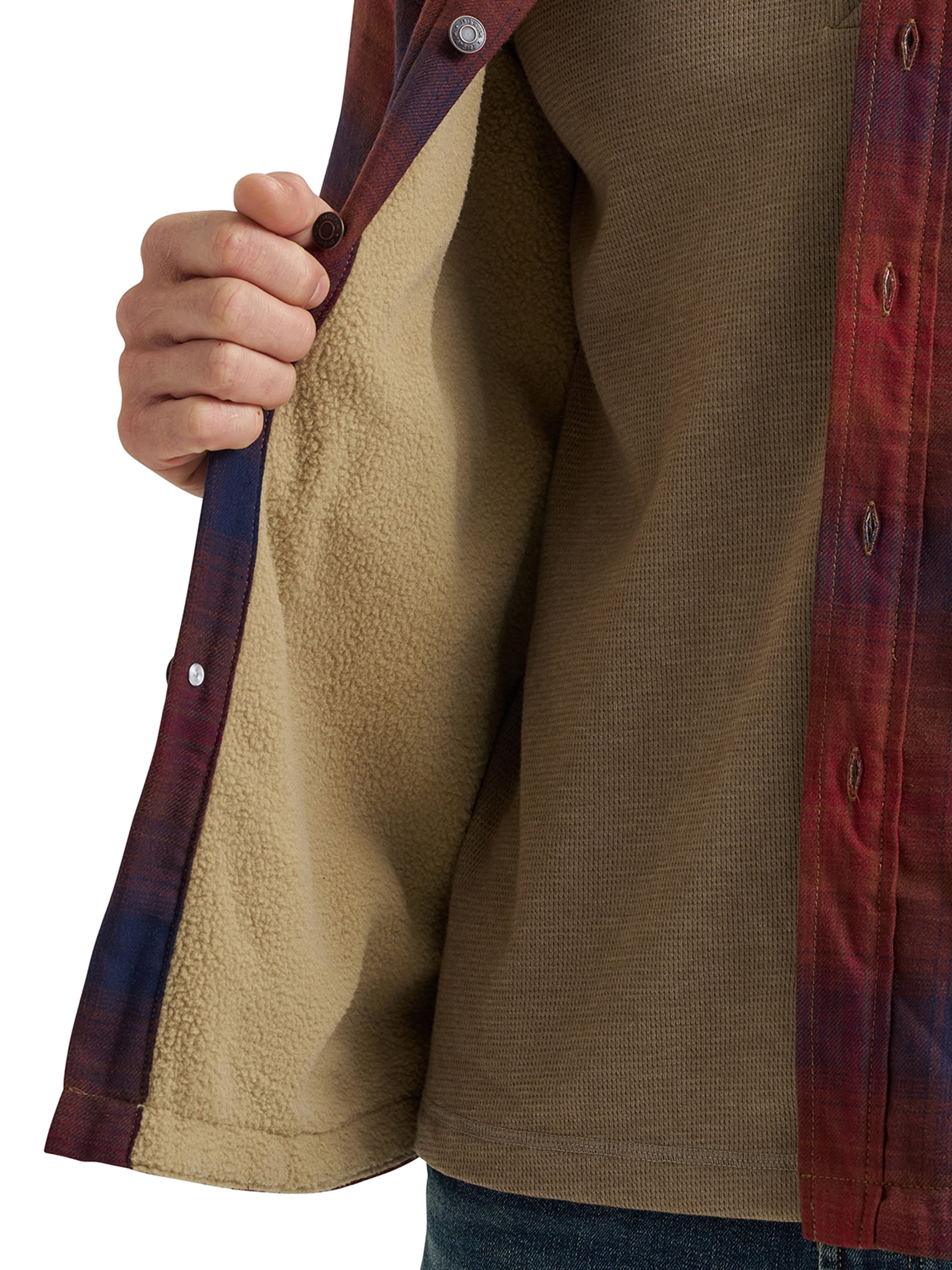 Wrangler® Men's and Big Men's Heavyweight Shirt Jacket with Sherpa Lining, S-3XL