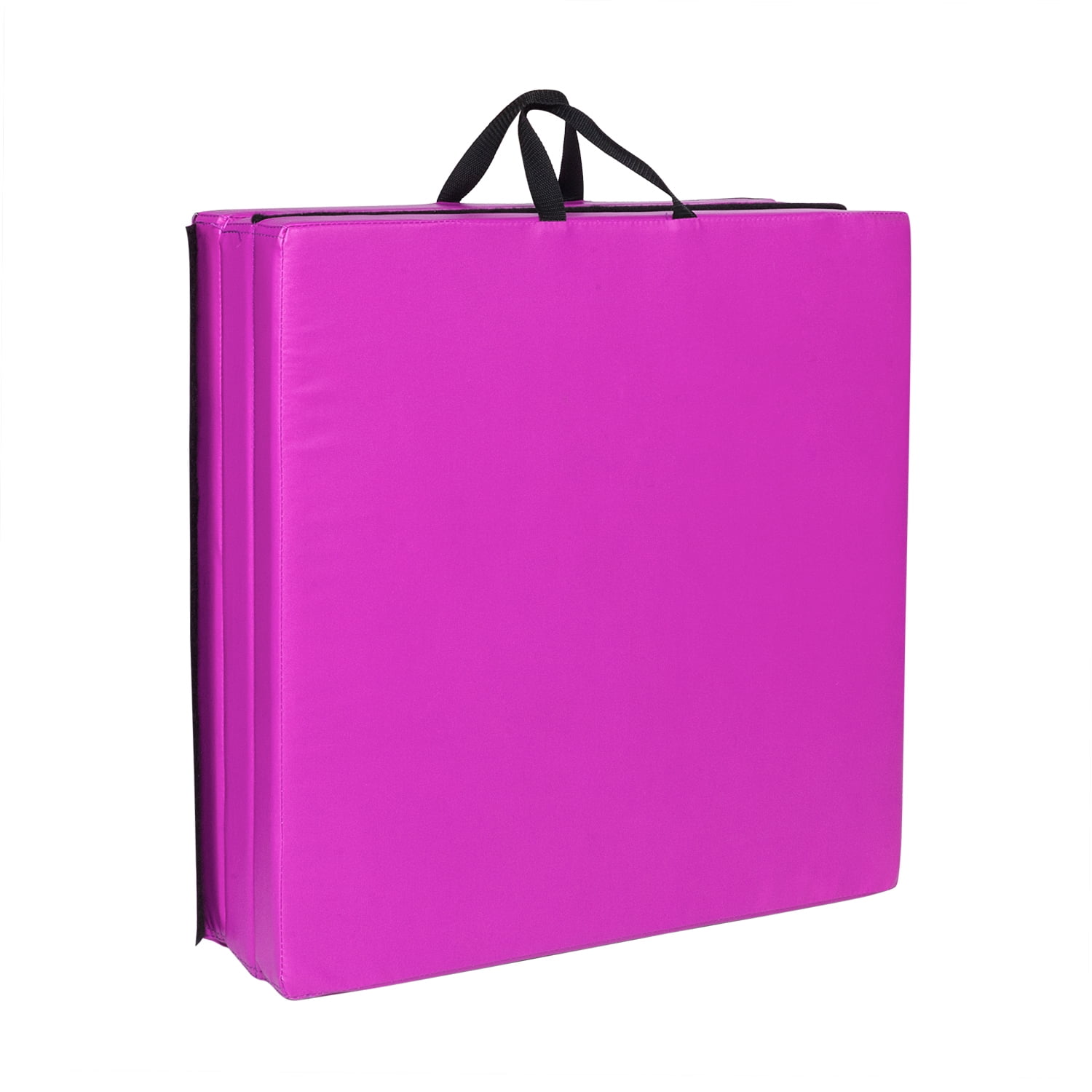 Matladin 6' Folding Tri-fold Gymnastics Gym Exercise Aerobics Mat, 6ft x 2ft x 2in PU Leather Tumbling Mats for Yoga Cheer leading(Purple)
