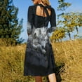 thumbnail image 5 of Two Wolves Resting Women's Fall Dresses Casual Loose Flowy Swing Shift Dress, 5 of 9