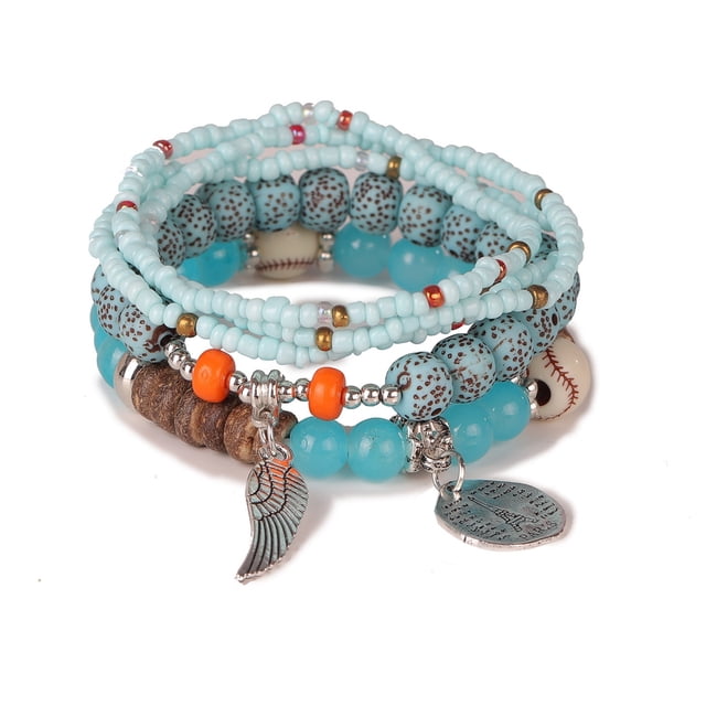 Bracelet Set For Everyday Wear - Multicolor Bead Stackable Stretch Bracelets For Ladies And Men In A Multilayer Design Versatile Accessory For Any Occasion