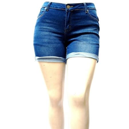 1826 Jeans Women's Plus Size Cuff Rolled Capri Bermuda Short Curvy Denim Jean -