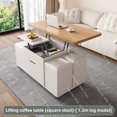 thumbnail image 1 of Mesa de centro elevadora multifuncional para apartamento pequeño, mesa de comedor integrada con taburete, sala de estar plegable y móvil, 1 of 4