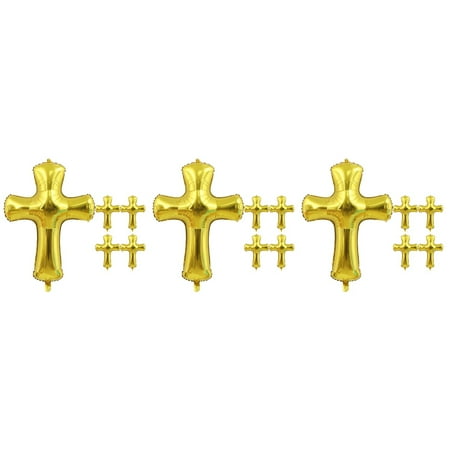 WORGEOUS 3 Pack Cross Balloons Baptism Christening Baby Boy