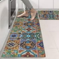 thumbnail image 2 of Kitchen Rugs Sets Of 2,Brown Traditional Tile Pattern Anti Fatigue Kitchen Mat Rugs Non Slip Washable,Decorative Kitchen Floor Mats for Kitchen,Sink,Laundry,17"X47", 2 of 5