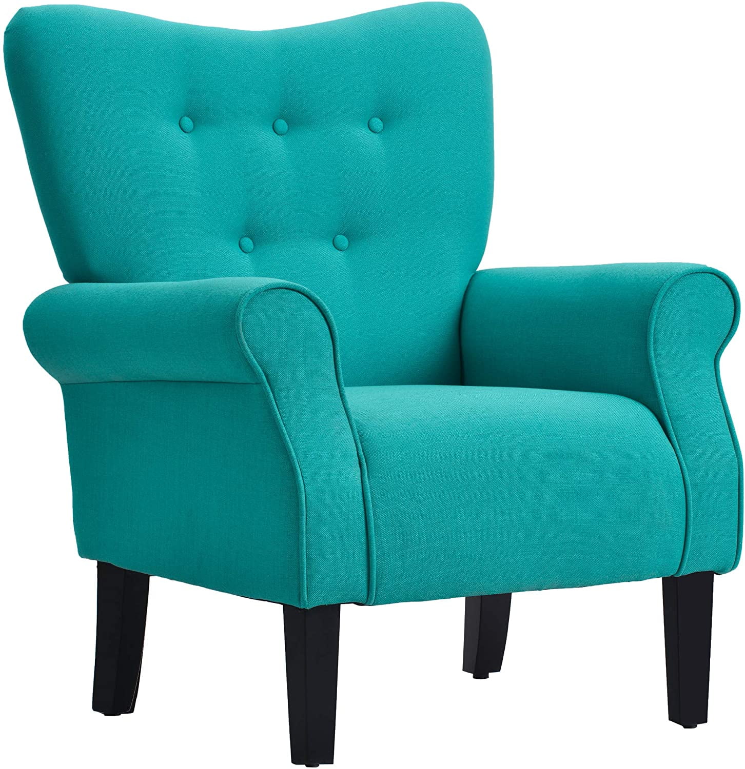 Modern Accent Chair Armchair with Wooden Legs, High Back Rest, Padded