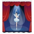 thumbnail image 3 of Ballet Shower Curtain, Dancer in the Middle of Stage with Wings Like An Angel Theatre Arts, Fabric Bathroom Set with Hooks, 69W X 75L Inches Long, Red Violet and Baby Blue, by Ambesonne, 3 of 3