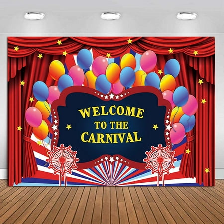 Image of to The Carnival Theme Backdrop for Photography 7x5ft Red Curtain Photo Background Kids Circus Themed Birthday Party Baby Shower Decorations Photoshoot Supplies