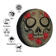thumbnail image 6 of DouZhe Waterproof Spare Tire Cover, Rose Skull Death Bone Prints Adjustable Wheel Covers Fit for Jeep Trailer RV SUV Car, 14 inch, 6 of 7