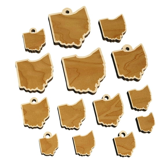 Ohio State Silhouette Wood Mini Charms Shapes DIY Craft Jewelry - No Hole - 16mm (22pcs)