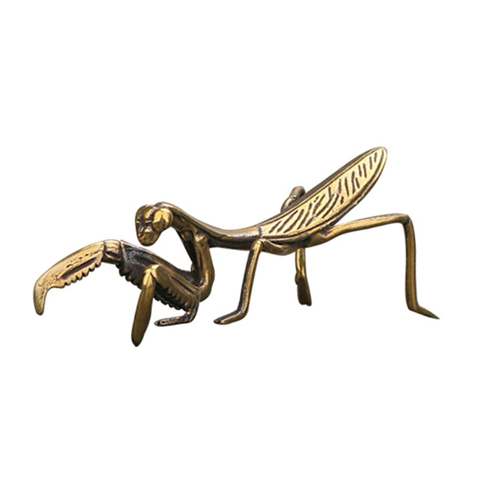 Mini Solid Brass Praying Mantis Figurine Statue House Animal Figurines Decor 1PC