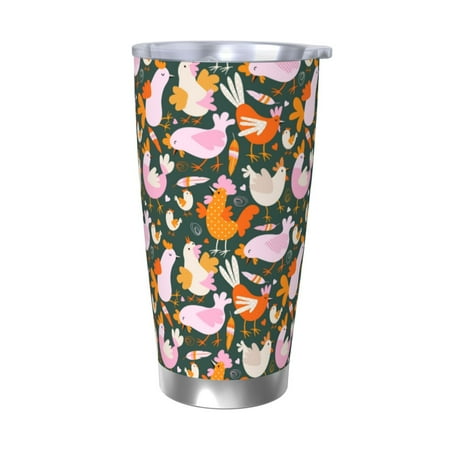 

KLL Roosters and Chicks Print 40oz Stainless Steel Insulated Car Cup with Spillproof Lid - Keep Your Drink Hot or Cold on the Go-Without Straw