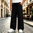 thumbnail image 2 of YIWULA Youth Sweatpants Drawstring Pants with Pockets Boys Solid Pants Sweat Pants Boys Joggers(Black,160), 2 of 6