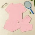 thumbnail image 3 of Posijego Womens 3 Piece Pajama Sets Short Sleeve Tops Shorts Matching Pants Sleepwear Loungewear Outfits, 3 of 9