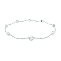 Rosec Jewels Lab Created Diamond 7 Stone Station Bracelet Chain - (EF-VS Grade) Bezel Diamond Bracelet for Valentines, 925 Sterling Silver, 7.0 inches