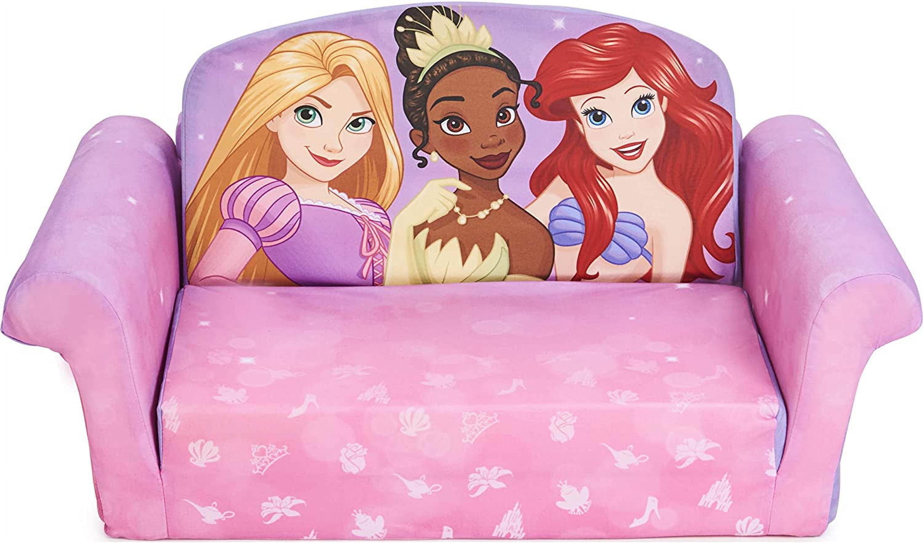 Furniture, Children's 2-in-1 Flip Open Foam Compressed Sofa, Disney Princesses