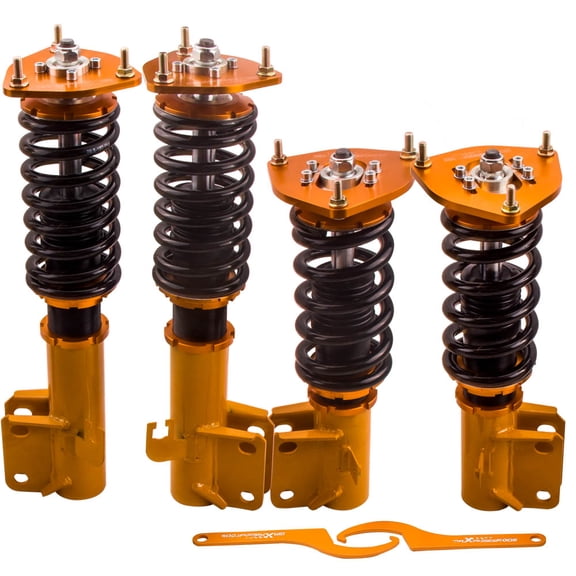 Restored maXpeedingrods Coilovers Adjustable Height for Subaru Impreza WRX (GC, GF, GFC) 1992-2000, Height Ajdjustable Coilovers Suspension Coil Strut, Lowering Kit Gold (Refurbished)