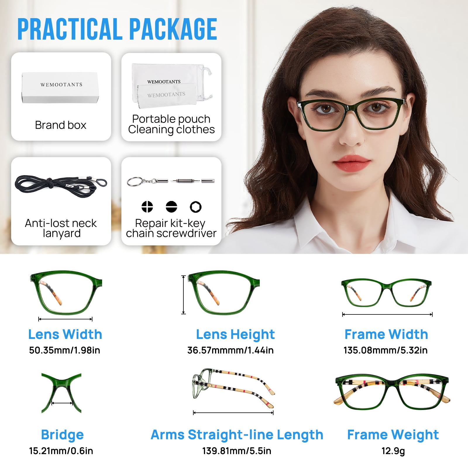 WEMOOTANTS 3 Packs Reading Glasses 3.5+ for Women Square Green Readers with Yellow and Black Check Temples 1.0 1.25 1.50 1.75 2.0 2.25 2.5 2.75 3.0 3.5 4.0 5.00 6.00