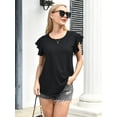 thumbnail image 6 of QINCAO Summer Tops for Women 2023 Solid Color Ruffle Short Sleeve Round Neck Tunic Tee Blouse for Women,XL(16-18), 6 of 7