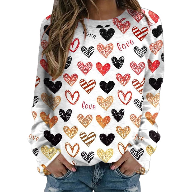 VBARHMQRT Blank Hoodie Chandail à Col Rond Imprimé pour Femmes, Manches Longues, Décontracté, Ample