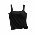 thumbnail image 1 of Timegard Womens Tank Tops Built in Bras Square Neck Solid Color Comfy Undershirts Basic Camis Tops, 1 of 3