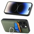 thumbnail image 3 of Carbon Fiber Patterned Case for iPhone 12 Pro, Wallet case with [360°Rotation Ring Kickstand] Credit Card Holder,PU Leather Shockproof Cover Women Men For iPhone 12 Pro, Green, 3 of 8