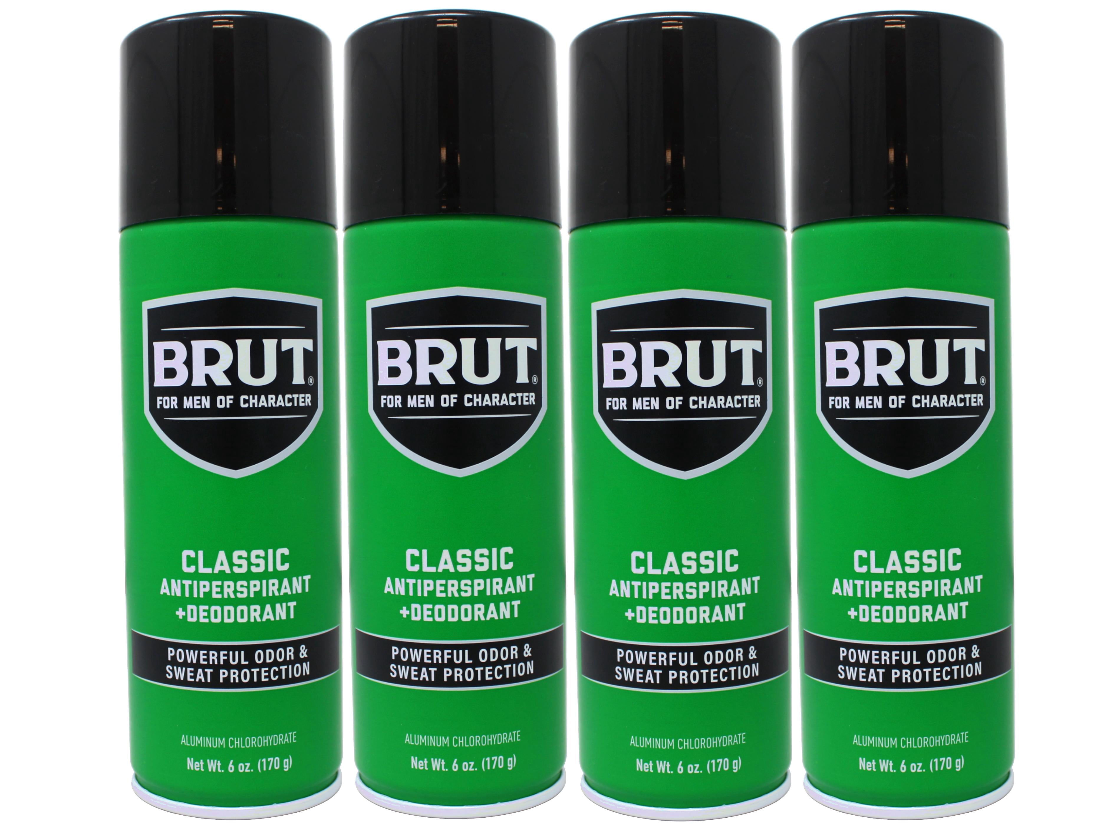 BRUT Classic Antiperspirant & Deodorant, Powerful Odor & Sweat Protection, 6 OZ (170g) - 4 Pack