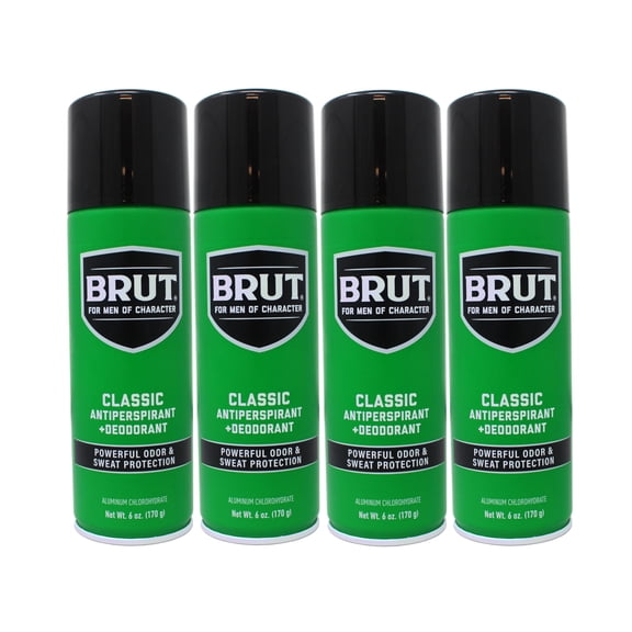 BRUT Classic Antiperspirant & Deodorant, Powerful Odor & Sweat Protection, 6 OZ (170g) - 4 Pack