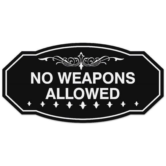 Signs ByLITA Victorian No Weapons Allowed Sign - Laser-Engraved Lettering | Durable ABS Plastic | Vibrant Colors | Powerful Foam Tape (Black) - Medium