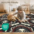 thumbnail image 4 of ODIKA 8'x10' Washable Area Rug Durable, Non-Slip Design With Eerie Gothic Mirror Frame Halloween Horror Portrait Playful for Living Room, Under Sectional, Family, 4 of 7