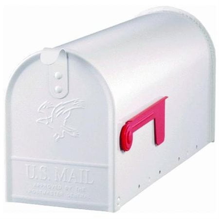 Gibraltar Elite Medium, Galvanized Steel, White Post Mount Mailbox