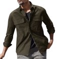 thumbnail image 1 of Camisas Para Hombre Manga Larga Camisa de manga larga de carga vintage para hombre Camisa ajustada para viajes Camping Senderismo (AG, L), 1 of 6