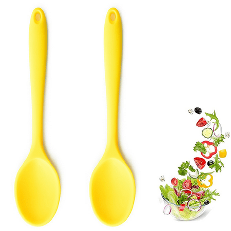 

Silicone Mixing Spoon 2 Pieces Heat-Resistant Serving Spoons Cooking Spoons Silicone for Kitchen Cooking Baking Stirring Mixing Tools Yellow