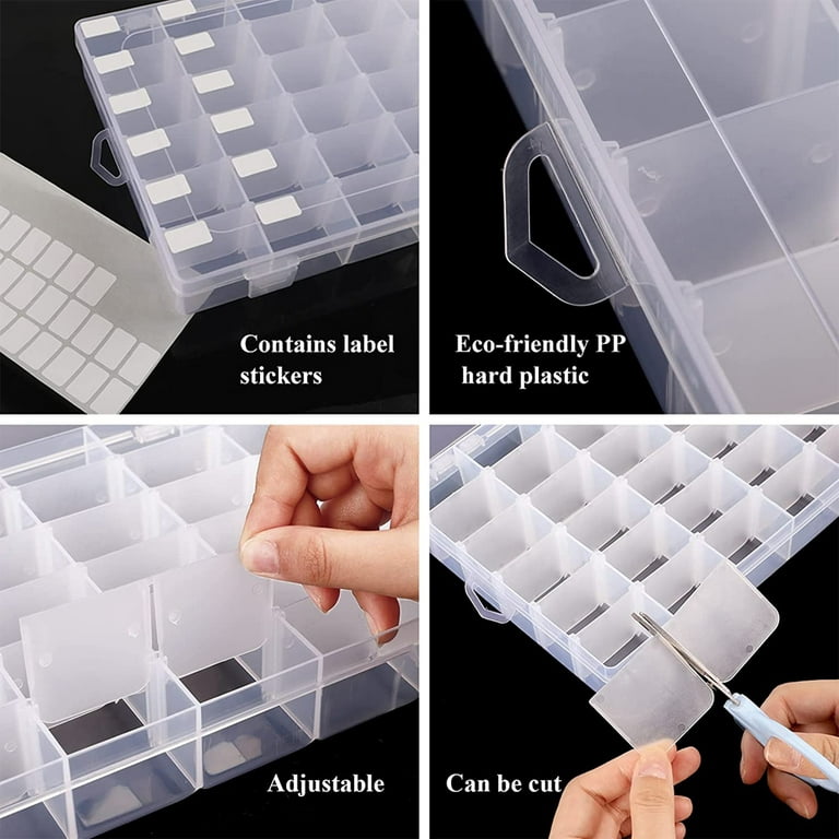 Chok Grid Clear Plastic Organizer Box with Adjustable Compartment Dividers,  Jewelry Storage Beads Organizer, Rock Collection Box