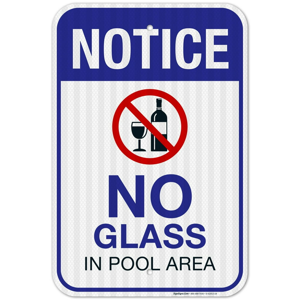 No Glass in Pool Area Sign. Pool Sign - Walmart.com - Walmart.com