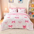 thumbnail image 1 of Juego de ropa de cama Wajade Pink Bow para niñas y niños con cama individual y edredón, 1 of 8