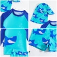 thumbnail image 5 of Baby Swimsuit Boy 5-6 Years Long Sleeve Children Summer Cartoon Print Pants Hat Three Piece Set Blue Swimwear Sizes 5-6 Years, 5 of 7