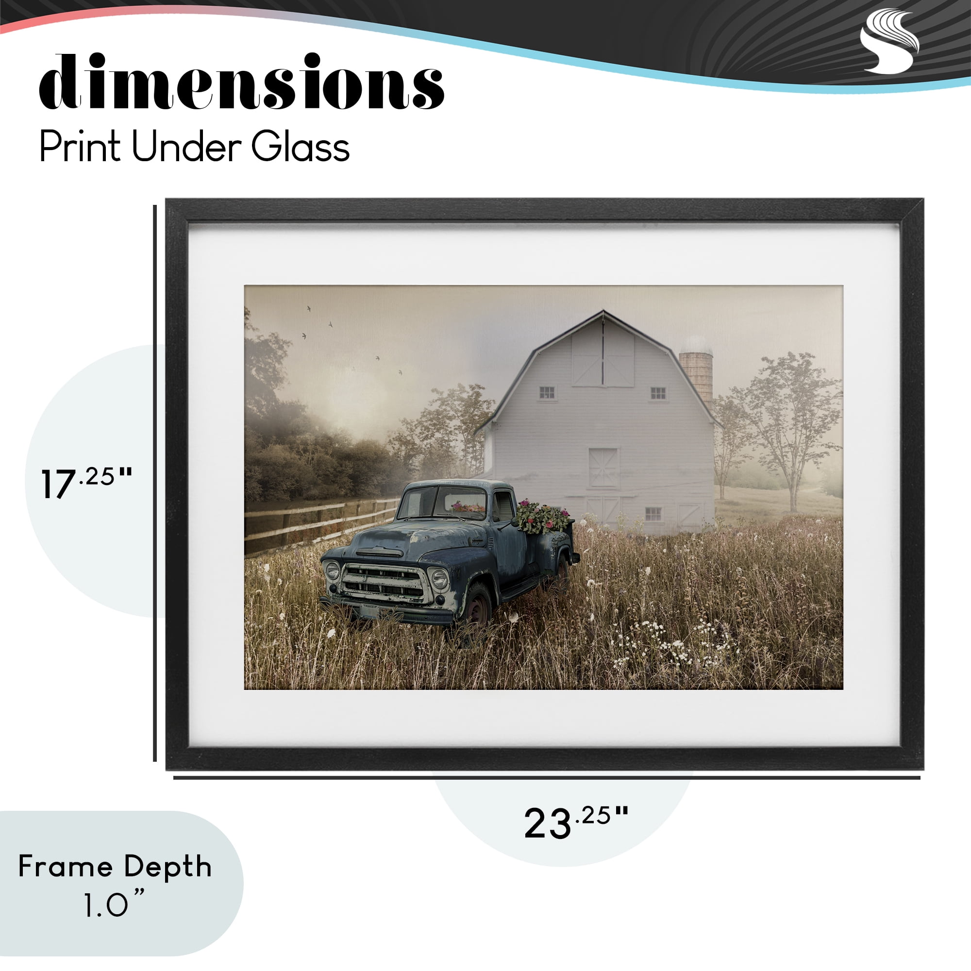 Stupell Industries Vintage Pickup in Wildflowers Black Framed Print Under Glass, design by Nan