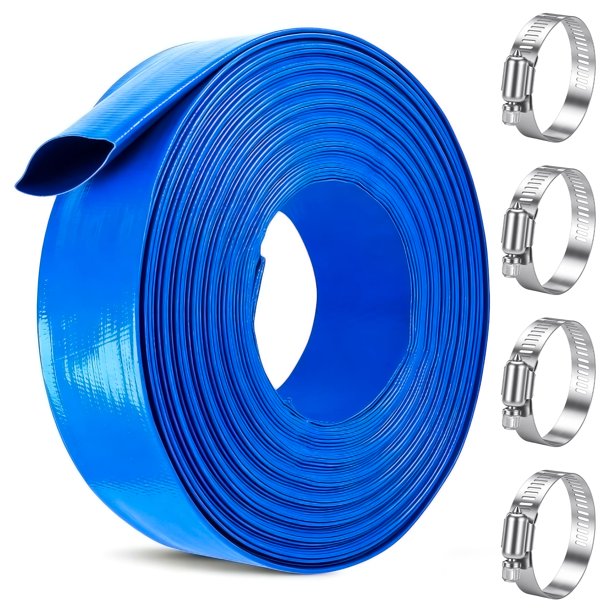 Manguera de retrolavado para alberca MUSCCCM de 2 pulgadas x 30 m con 4 abrazaderas de PVC