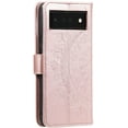 thumbnail image 5 of Case for Google Pixel 6 Pro, Premium Leather Flip Wallet Case with Card Slots Holder Kickstand Hand Strap Mandala Half Flower Design Embossed Shockproof Cover Case - Rose Gold, 5 of 14