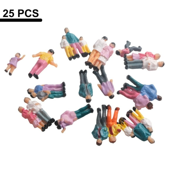 25 Pack 1:87 HO Scale Model Railway Mixed Painted Passengers People Figures for Train Scenes, Diorama, Landscape, Sand Table, Outdoor Scenery, Home Decor