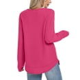 thumbnail image 5 of VISALY Women's Oversized Waffle Blouses Long Sleeve Crew Neck Pullover Tops Fashion Tunic Sweatshirts Loose Fit Dressy Casual Waffle Shirts Trendy Fall Outfit Basic Tee Shirts Hot Pink Xxl, 5 of 7